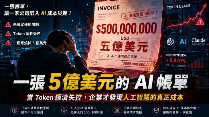 5 億美元的 AI 帳單：AI筆記 Token 經濟失控，企業才發現人工智慧的真正成本